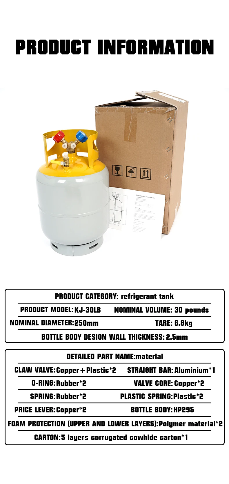 product high quality air conditioning refrigerant recovery tank with safety valve suitable for r134a r22 and r407c gas-3