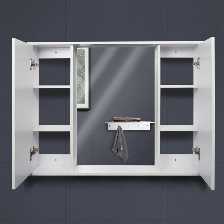 Modern Simple Creative Wall-Mounted Bathroom Vanity Mirror Cabinet Melamine Plywood with Ceramic Countertop for Hotels manufacture