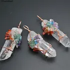 Stone Crystal Wire Wrapped Stone Chips Life Tree Energy Stone Pillar Natural Crystal Quartz Healing Pendant