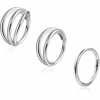 G23 Titanium Zircon Septum Ring Double Hoop Helix Cartilage Nose Piercing Jewelry Gold Plated Claw Setting Children's Unisex