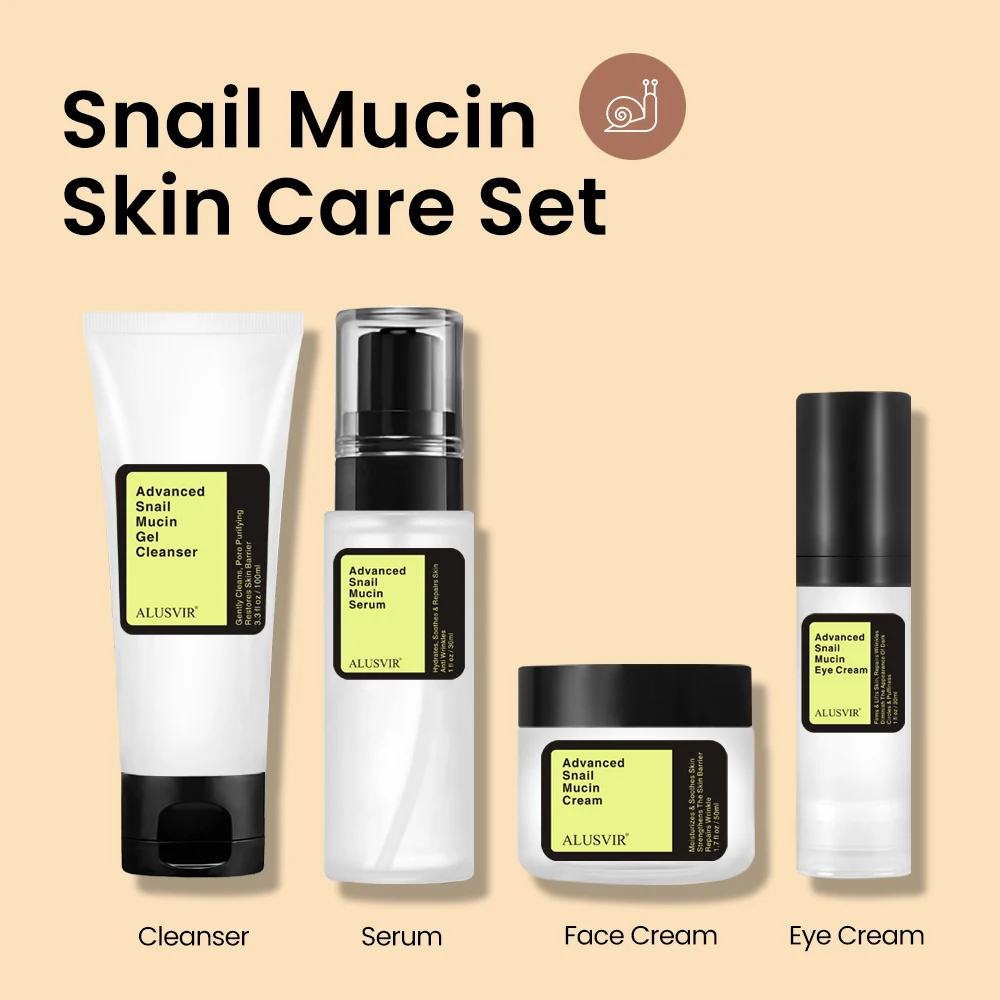 Private Label Skincare Products Snail Mucin Collagen Anti-aging Face Cleanser Serum Facial Moisturizer Cream Skin Care Set New