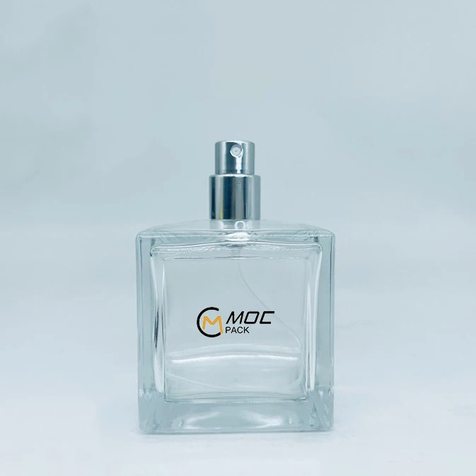 product stock 100ml  square transparent glass perfume bottle bayonet spray empty bottle with crimp neck acrylic cap-27