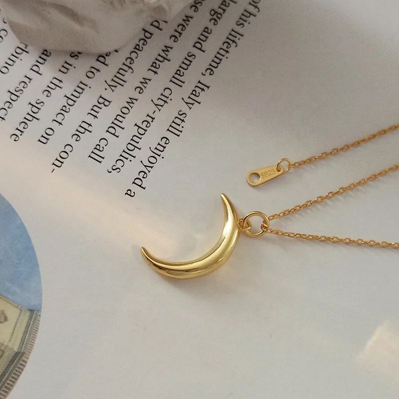 925 Sterling Silver Gold Crescent Moon 