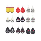Earrings Earrings NEW Fashion Personalized Monogram Design Leather Earrings