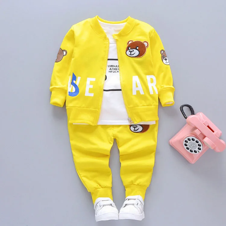 Autumn new t-shirt coat sweatshirt 3-piece set kids clothing suit baby boys girls clothes