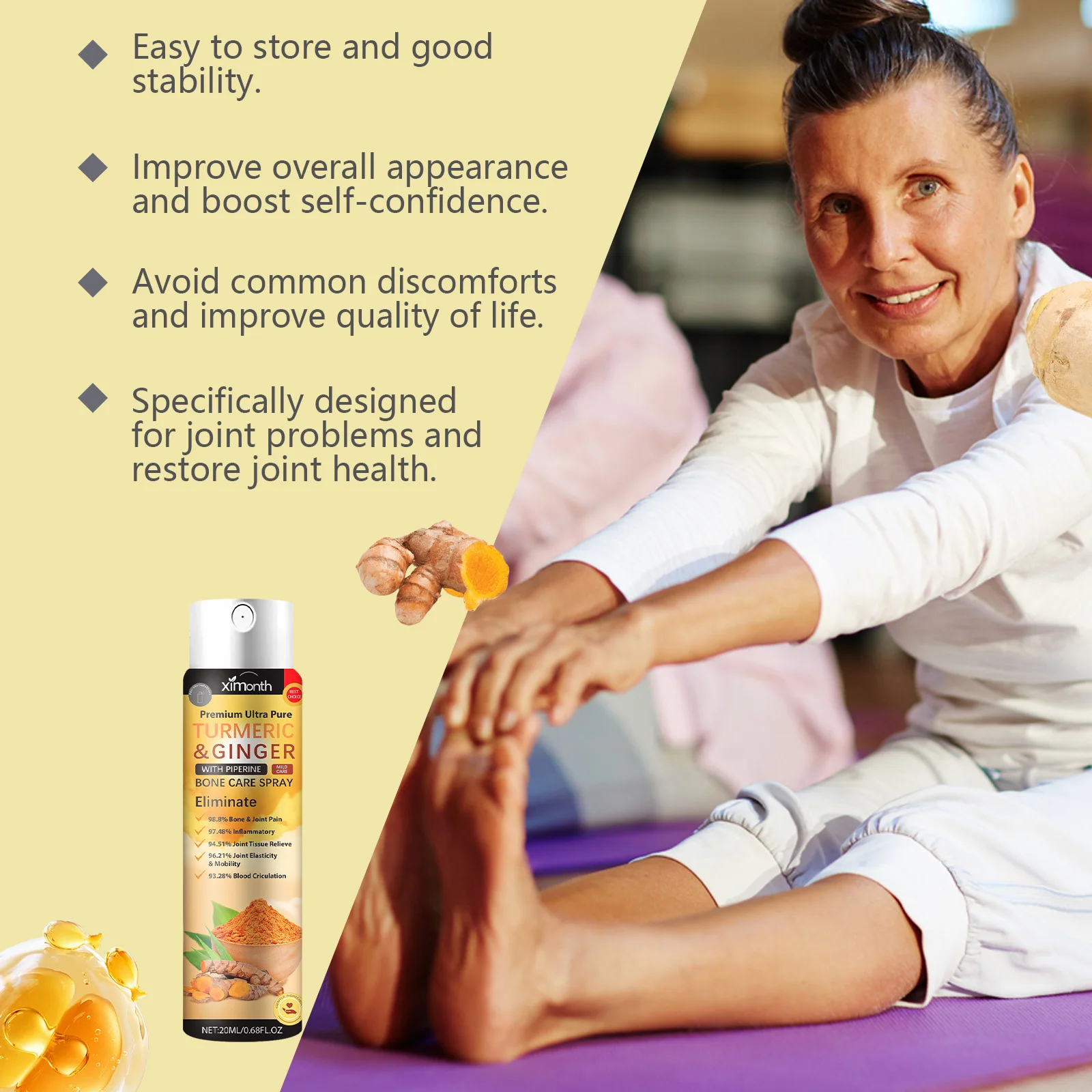 Turmeric Joint Care Spray Lumber Spine Massage Muscle Pain Tendons Curcuma Pain Spray Knee Pain Relief Spray