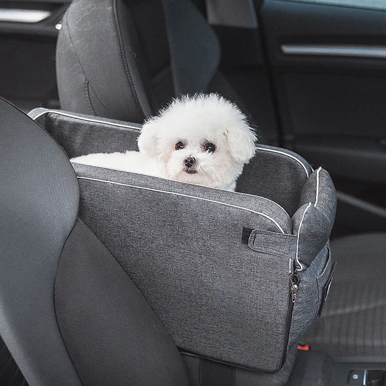 Pet Car Seat White/Black Minve Folding&Waterproof Dog Car Seat Carrier with Seat Belt &Storage Bag for Dogs and Cats 