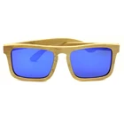 Glass Custom Logo UV400 Colourful Retro Mirror Bamboo Wooden Frame Shades Sun Glass Sunglasses