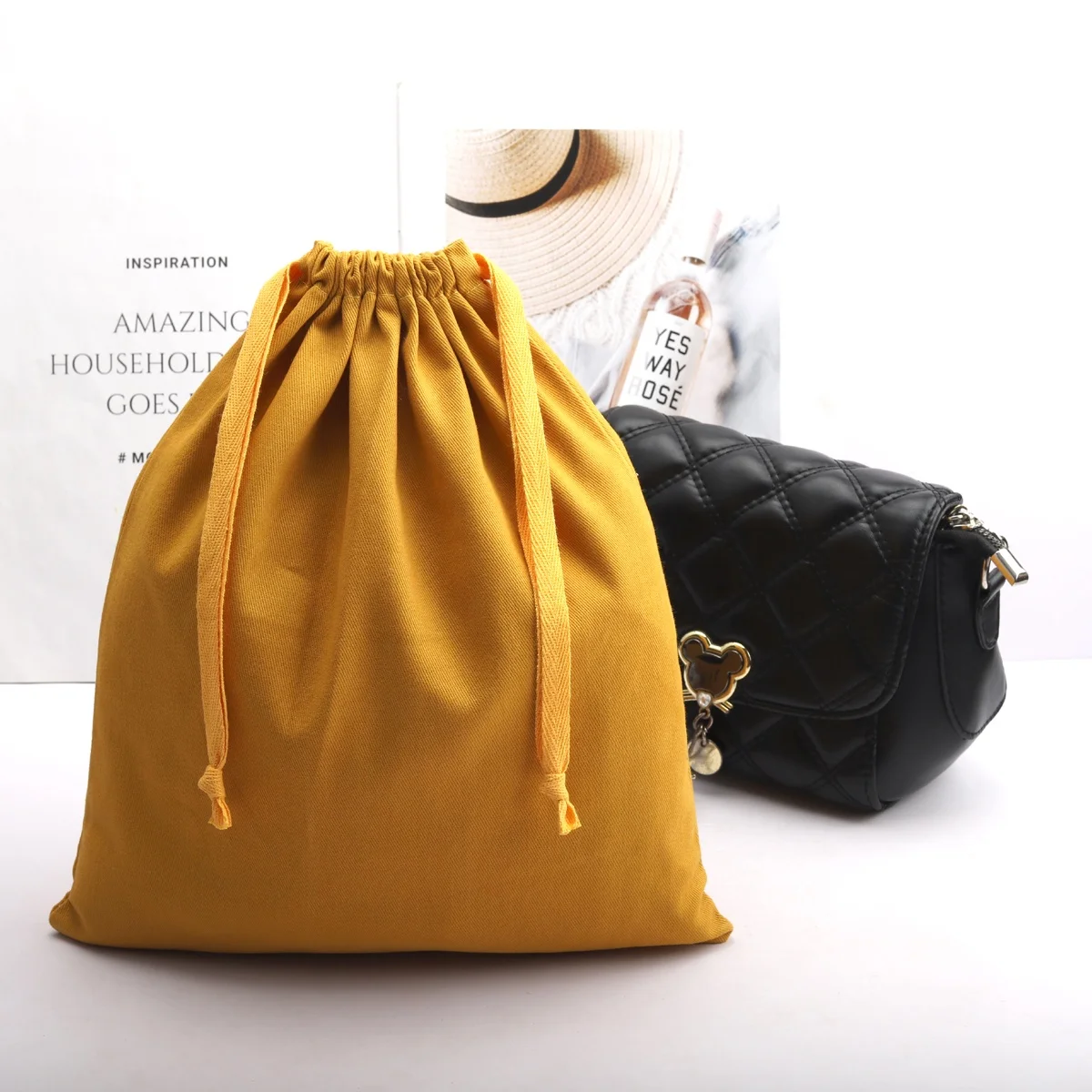 Reusable Large Cotton Twill Dust Packing Shoes Bag High Quality Muslin Huxury Handbag Storage Shopping Drawstring Cotton Pouch