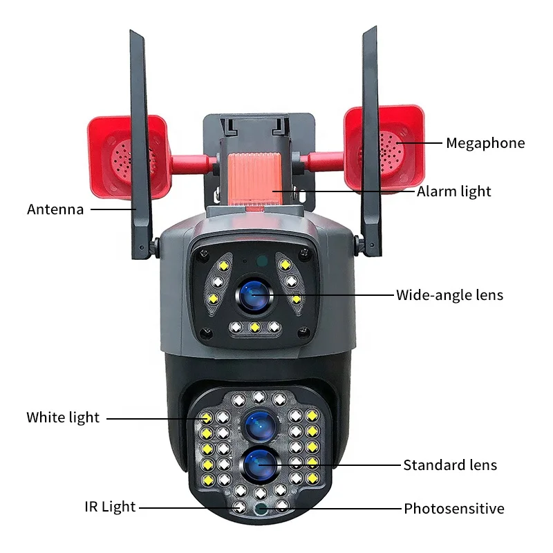 Outdoor 6MP Wireless 10x Zoom Dual Lens 4G Sim Card Farm Security Auto Motion Track WIFI CCTV Cameras Surveillance PTZ 4G Camera