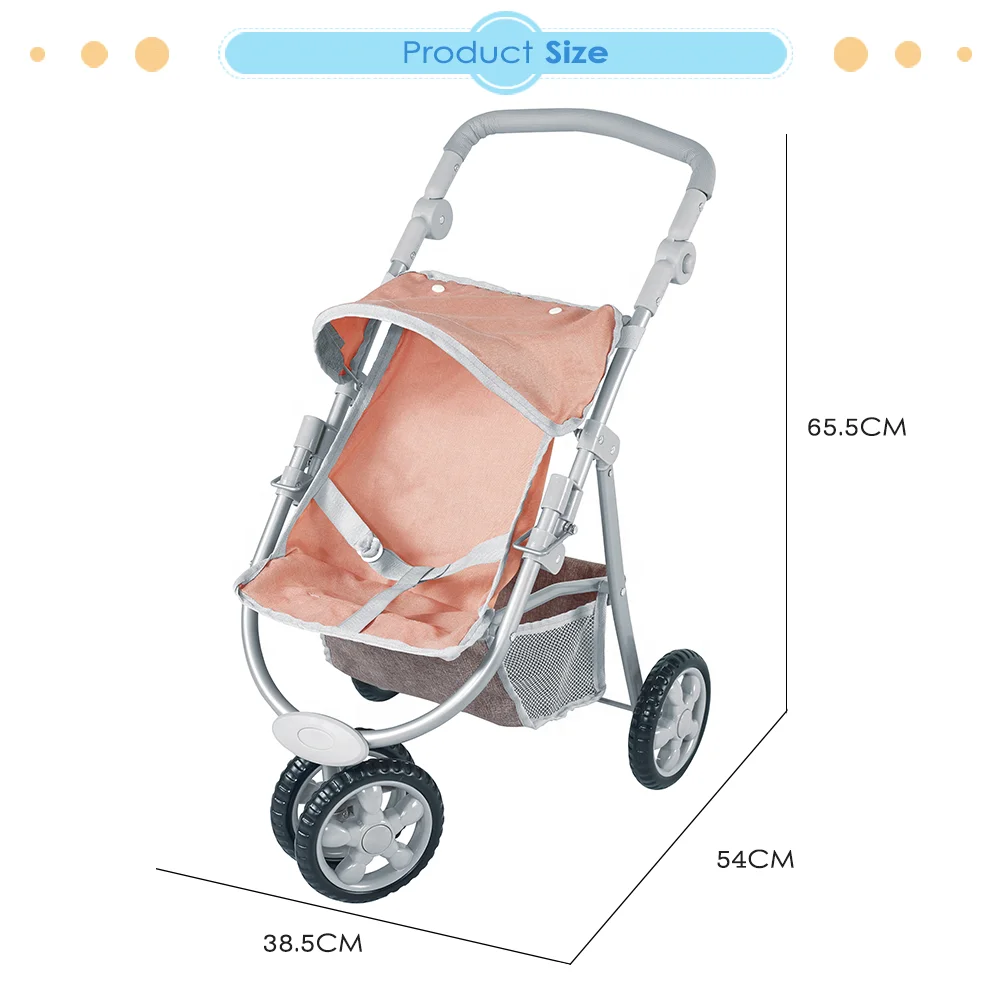 Dollri Starri 2022 new fabric design baby doll stroller for kids with swivel front wheels and adjustable handle doll pushchair