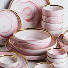 Plate Plates Nordic Style Marble Tableware Charger Plate Set Gold Dinnerware Vajilla Plates Sets Dinnerware