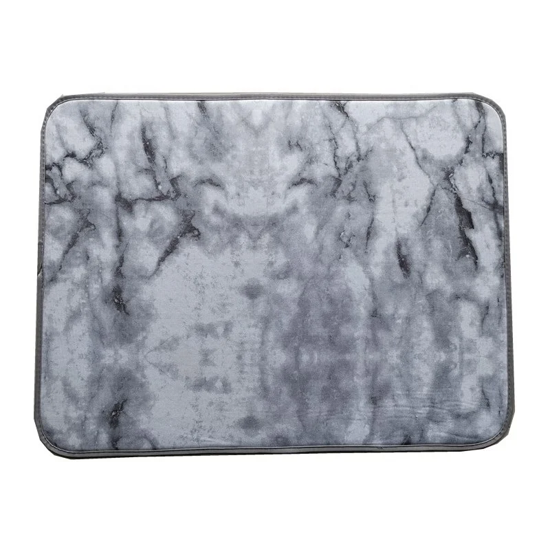 Wholesale Factory grey marble dish drying mat collapsible Lightweight quick drying kitchen mat Large microfiber