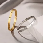 Bangles Stainless Steel Custom Five-pointed Star Moon Star Bracelet Gold Plated Bangles