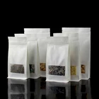 Bottom Paper Bag Recyclable Flat Bottom Kraft Paper Bag Ziplock Paper Bag Tea-leaf Bag Packaging Pouch Window