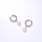 Earrings High Quality Pearl Huggies Earrings For Women 2021 Natural Stone Crystals Pendant Hoop Earrings