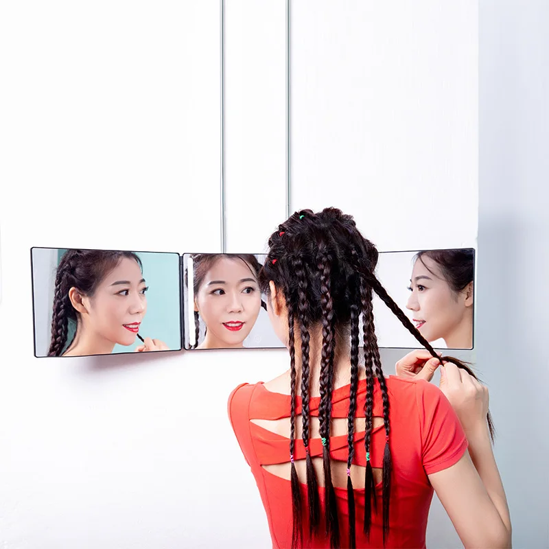 360 Degree Angle Barber Self Hair Cutting With Stretch Hooking 3 Fold Mirror  Diy Hair Cutting Mirror With Led Light - Buy 3 Fold Mirror,Self Hair  Cutting Mirror,Led Light Mirror Product on