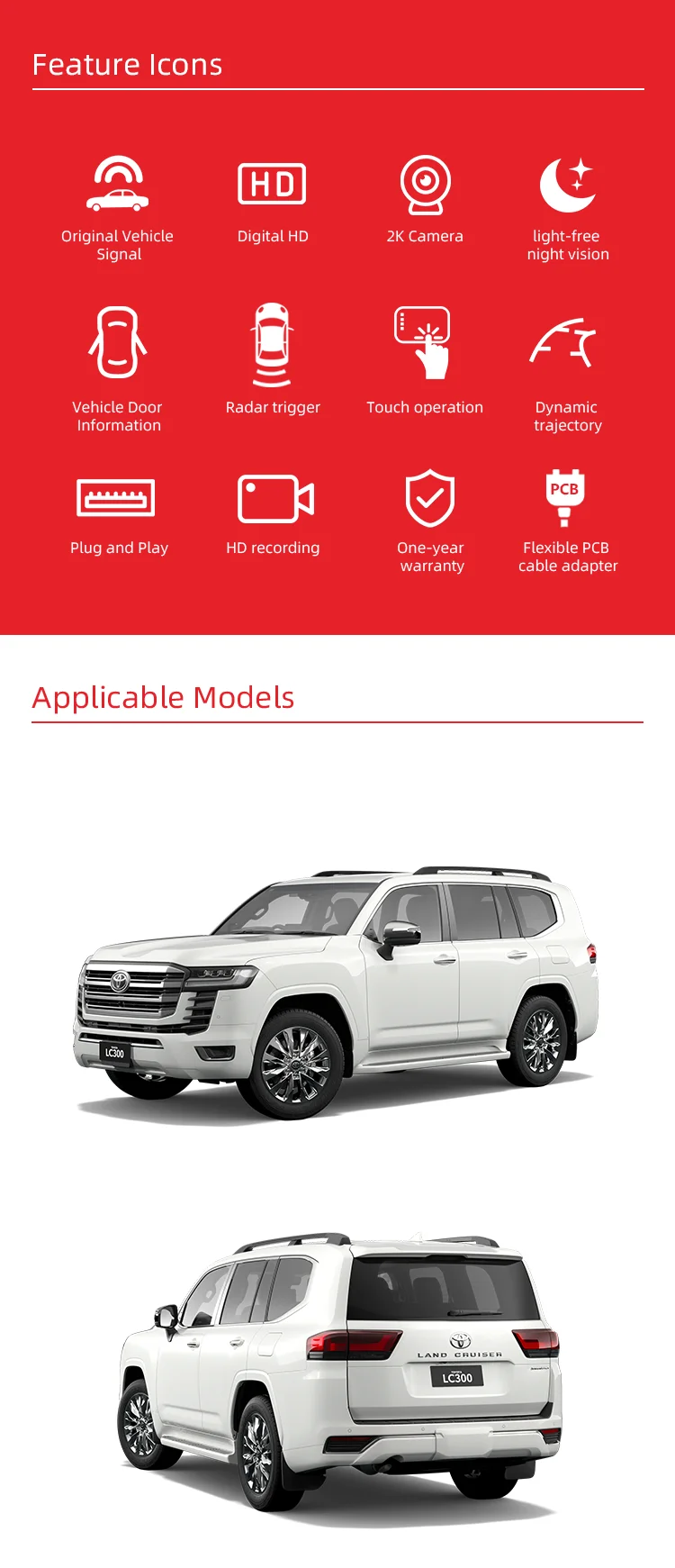 Wemaer 360 Degree Full Surround Bird Eyes View Parking Camera 4 Channel 3D AVM Car Camera System for Toyota Land Cruiser LC300 details