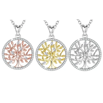 circle fashion custom pendant tree of life 925 sterling silver life family tree necklace