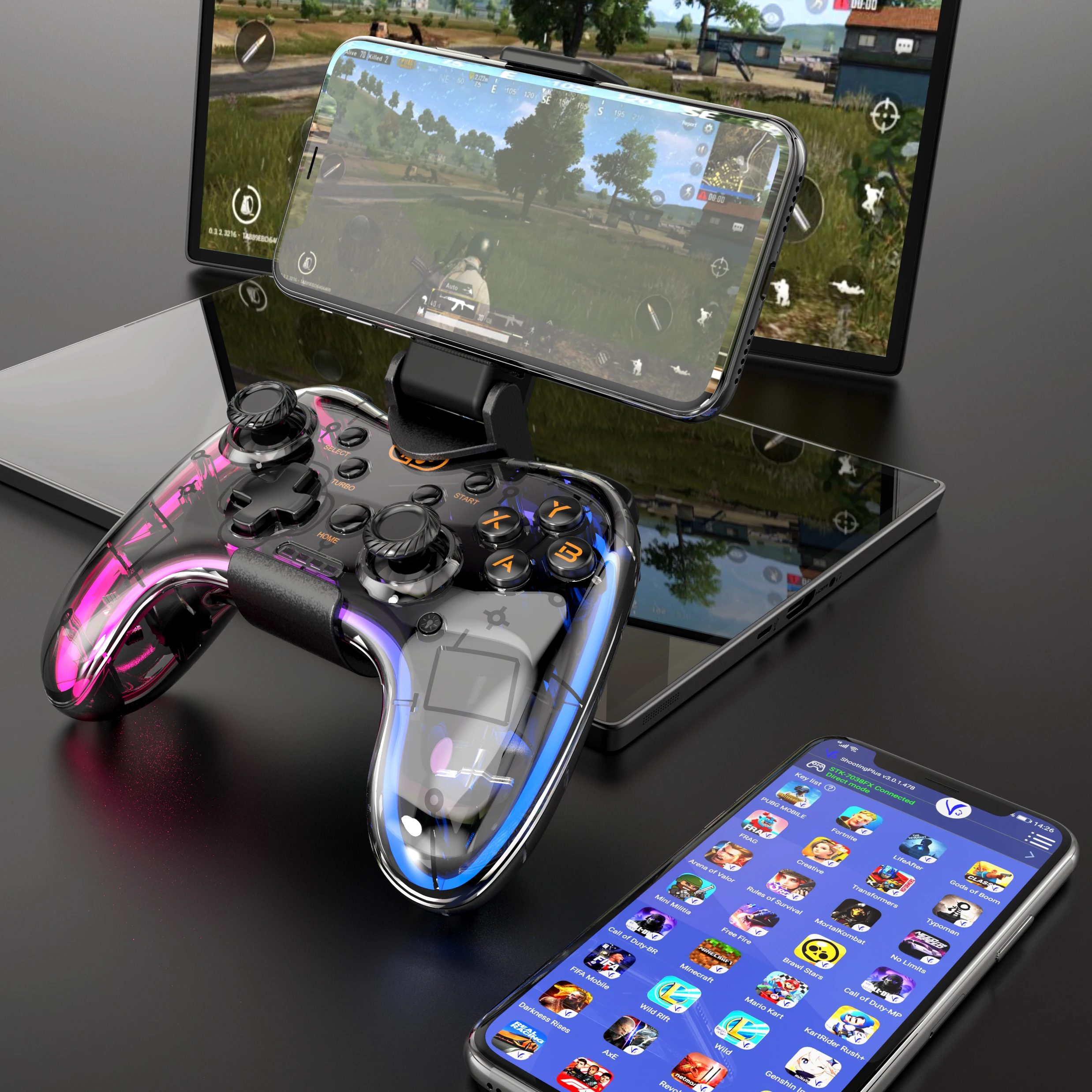 vergeven huid Embryo Hot Sell Wireless Controller Rgb Lighting For Ps4 Ps3 Gamepad Android Ios  Smartphone Gaming Controller - Buy Smartphone Gaming Controller,Wireless  Mobile Phone Controller,Mobile Game Gamepad Product on Alibaba.com