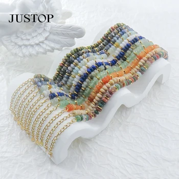 Wholesale Fashion Handmade Natural Stone Stainless Steel Beads Agate Accessories Bracelet Jewelry