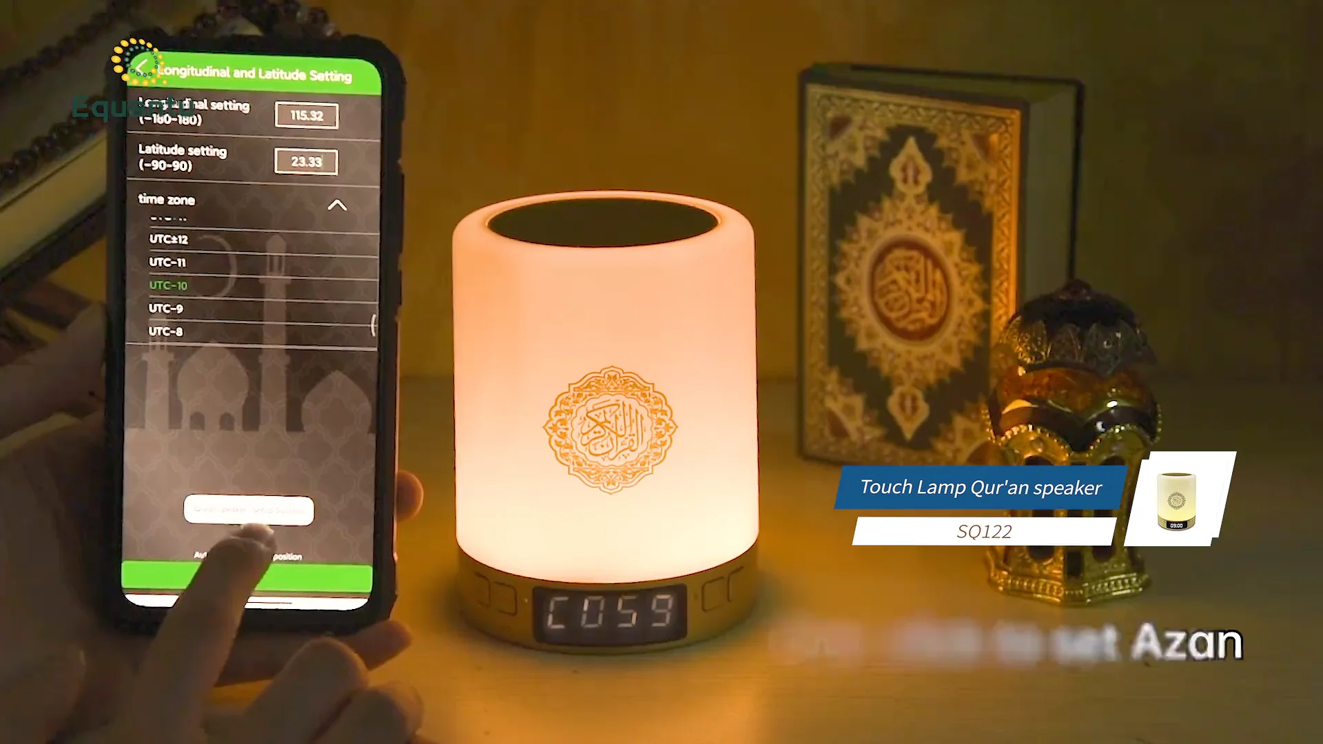 Equantu Azan Clock Digital Quran Player Gift Favors Led Speaker Lamp