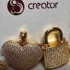 Silver Pendant Factory Wholesale Heart Shaped Silver Plated Chain Zircon Pendant Necklace With Earplugs