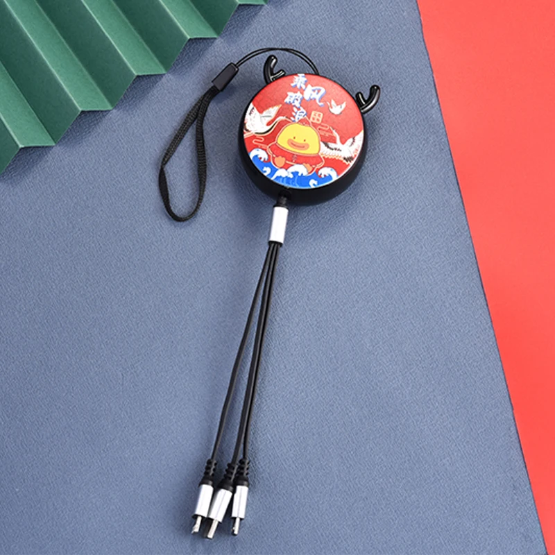 ICARER FAMILY  3 in 1 Type C USB B Line Cute Telescopic Phone Cable