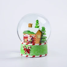 Glowing Santa Claus Polyresin Glitter Christmas Luminous Crystal chicago snow globe Ornament for Office and Home Decor