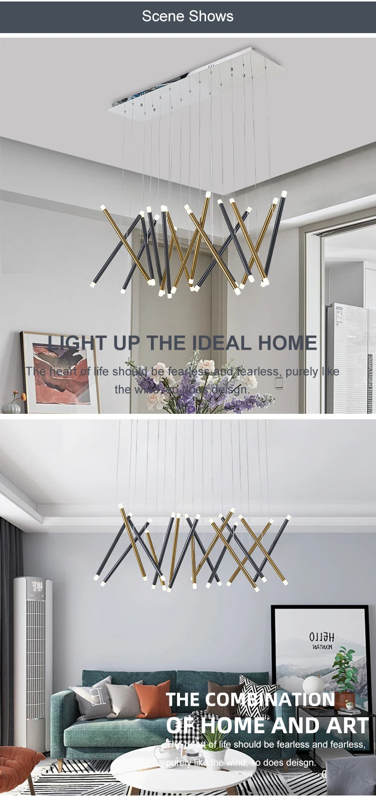 dl0045 high quality modern hotel lobby dining room decoration aluminum brass led pendant lamp -5