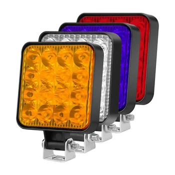 12V 16LED Mini Square LED Work Light Off Road Auxiliary Modified Headlights Spotlights Flood Spot Lamp For Car Truck SUV