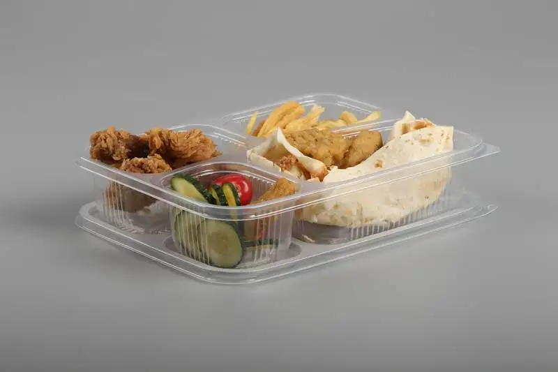 Stackable Microwave Plastic 4 Compartment Food Containers Disposable Take Out Containers