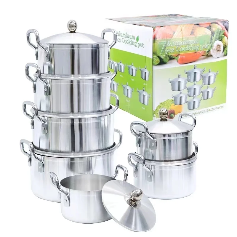 Hot Selling Luxury  Stainless Steel Cooking Pot Set Non-Stick Cookware Granite 14pcs Kitchen Utensils Kitchen Set Cookware