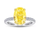 Ring Setting Lab Grown Colorful Gemstone Women Silver Ring Prong Setting Oval Shape Yellow Garnet Ring