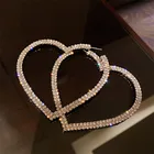 Hoop Heart-shaped Hypoallergenic Silvery Gold Alloy Large Hoop Bling Earrings