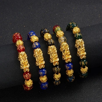 Lucky Obsidian Crystal Beads Piyao Bracelet For Men Women Bring Wealth Brave Troops Beaded Couple Wristband Feng Shui Bracelet