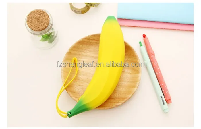 product novel kawaii cute 3d small silicone silicon banana shaped pencil case pouch custom kid school bag girls stationery-6