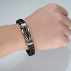 Bracelet 2021 Fashion Hot Sale Men's Jewelry Wholesale Stainless Steel Leather Bracelet