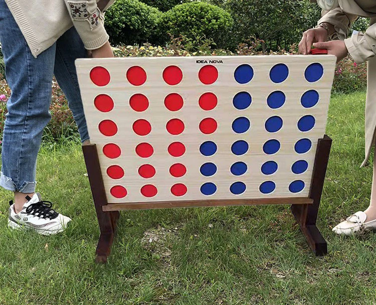 Idea Nova Outdoor Wooden Four in A Row Party Games, Classic Lawn Game, Backyard Game for family gathering and kids play