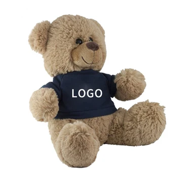 Manufacturer High quality Mini Teddy Brown Curious Bear Interactive Gummy Plush Toy Big With T-shirt Logo