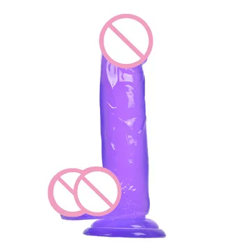 IUOUI Crystal Gode Sex Product, Strong Suction on Penis Glass Sex Toys Jelly Huge Strap on Dildos Realistic Dildo for Women