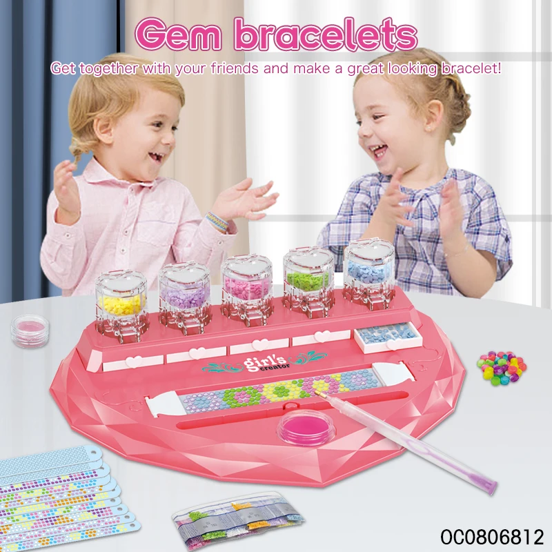 Beads diy toy girls bracelet making kit for 5 years old girl with manual knitting machine