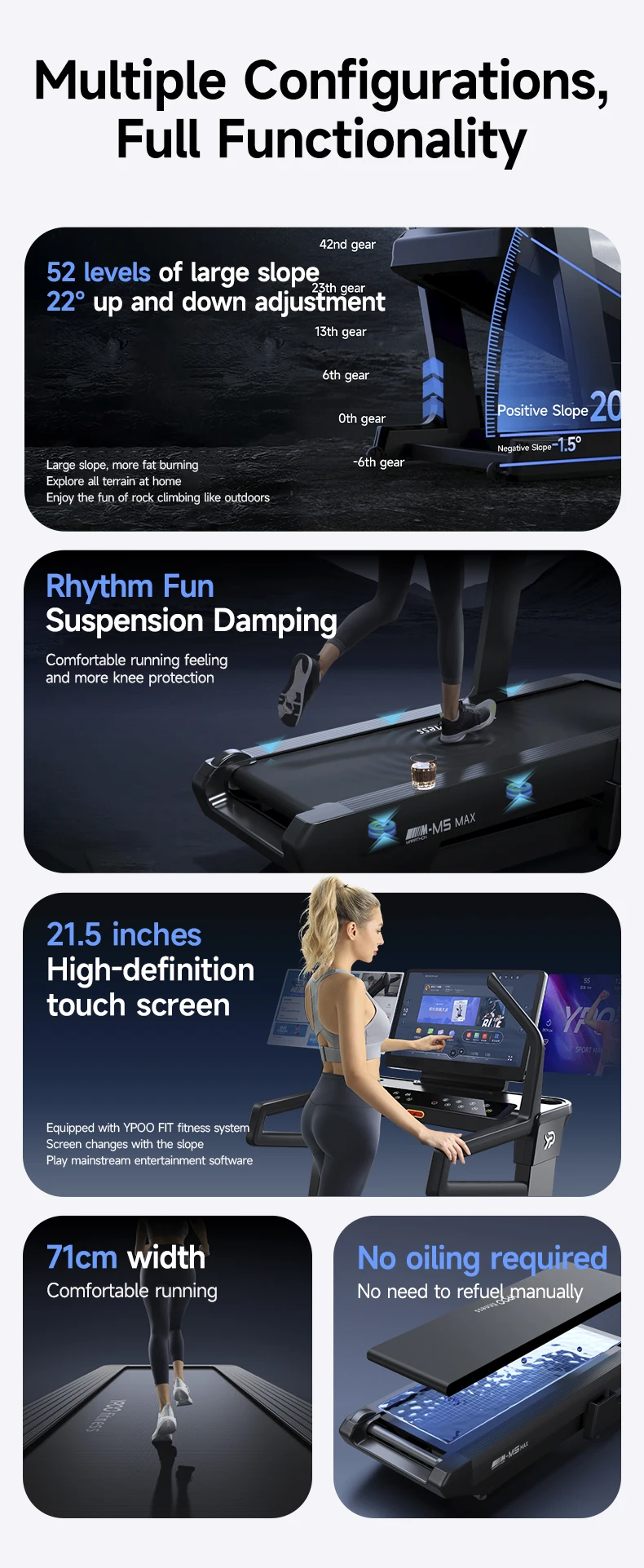 YPOO New OEM&ODM Manufacture Treadmill Home Semi Commercial CE ROHS Approved R Home Motorized Treadmills with App