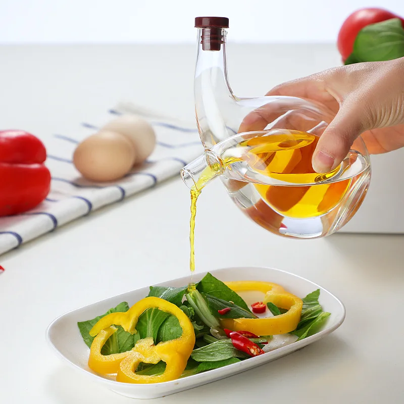 2-in-1 Double Layer Glass Bottle Eco-Friendly Vinegar Oil Sauce for Kitchen or Restaurant Use