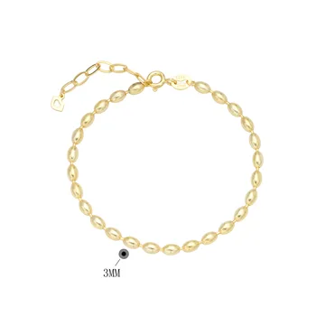 Fine Jewelry Trendy 925 Sterling Silver Oval Beaded Gold Plated Jewelry Ins Charm Bracelet For Women