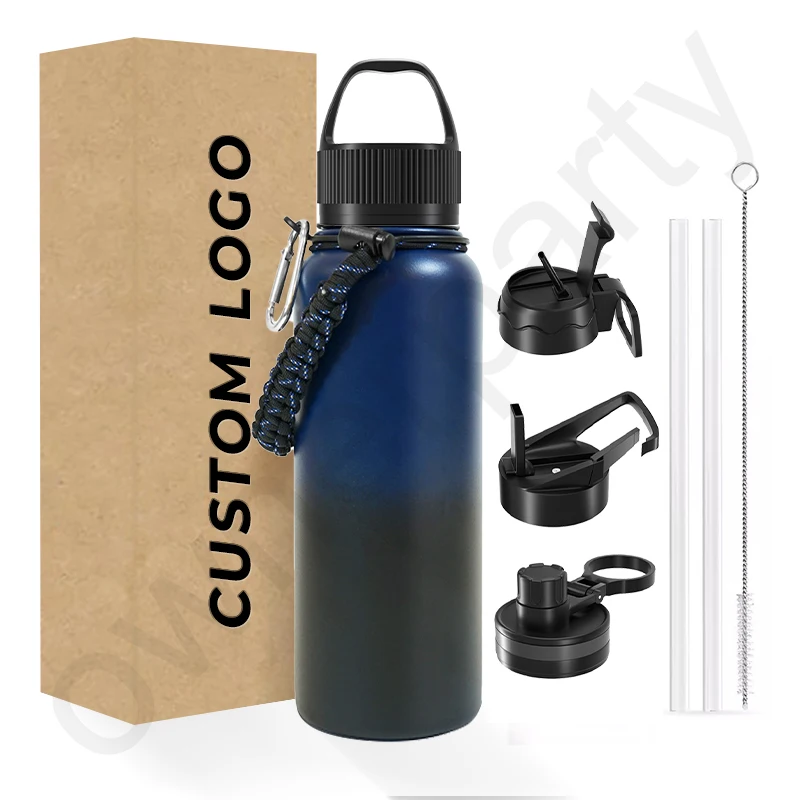 Custom Logo Sport Water Bottle Double Wall Thermo Tumbler Insulated Stainless Steel Water Bottles With Lids
