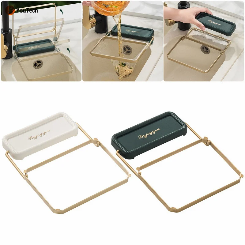 Sink Filter Rack Kitchen Foldable Sink Strainer Mesh Bag Stand Waste Garbage Net Shelf Anti-Clogging Disposable Garbage Mesh Bag