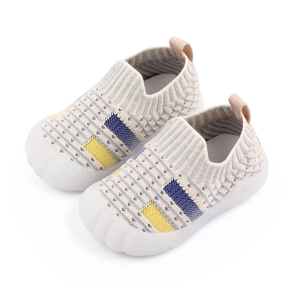 Mesh Breathable Rubber Sole Non-slip Children's Flying Woven Kids Casual Toddler Shoes supplier