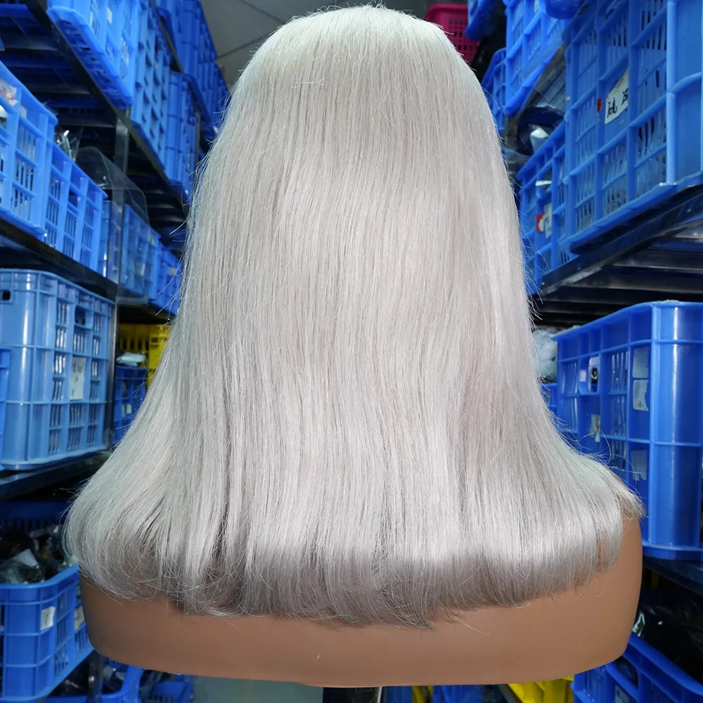 Invisible Swiss Lace 10a Pre Plucked Color Human Lace Wig,16inch Grey Color Wigs Human Hair Lace Front,Color Bob Wigs Human Hair