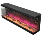 Modern Electric Fire 3 Sided Fireplace Heater Realistic Fire Place Insert LED Flame 3D Electric Electric Fire